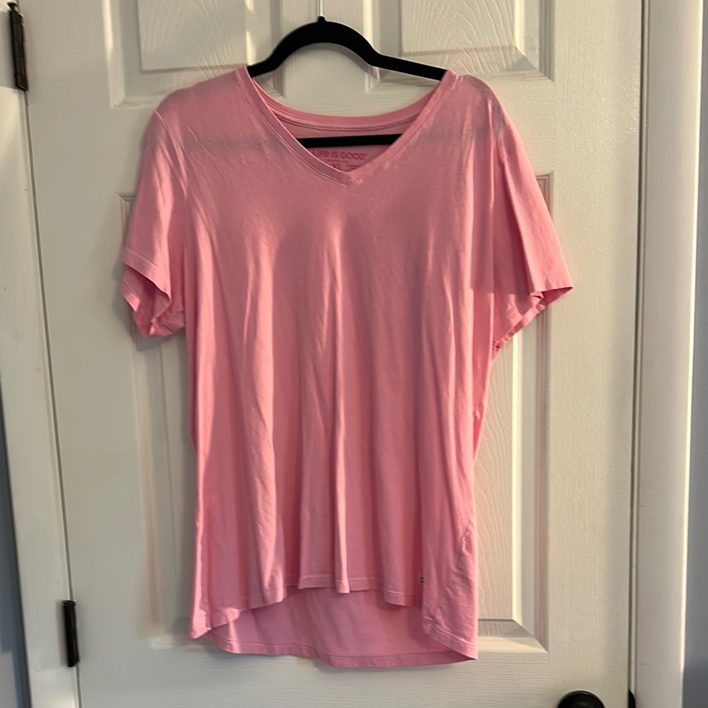 Life Is Good Pink Crusher Lite Short Sleeve V-Neck T-Shirt